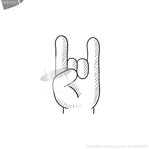 Image of Rock and roll hand sign sketch icon.