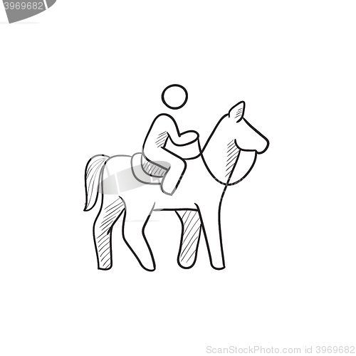 Image of Horse riding sketch icon.