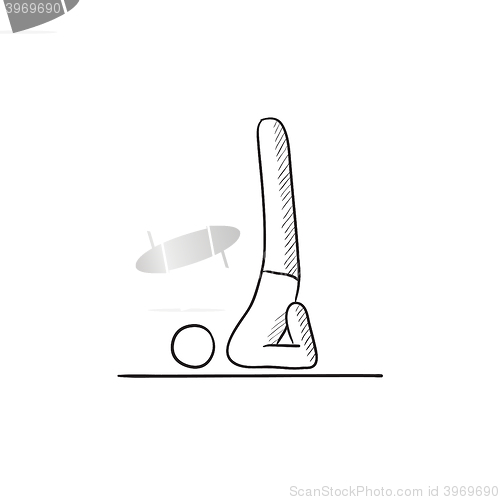 Image of Man practicing yoga sketch icon.