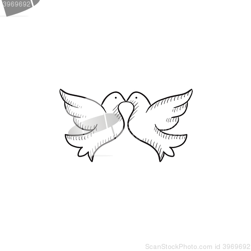 Image of Wedding doves sketch icon.