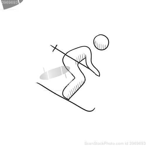 Image of Downhill skiing sketch icon.