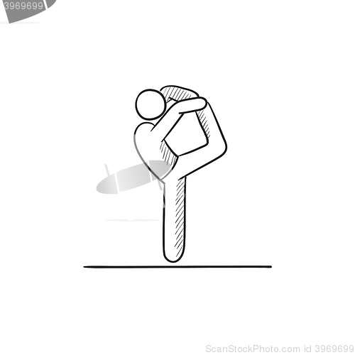 Image of Man practicing yoga sketch icon.