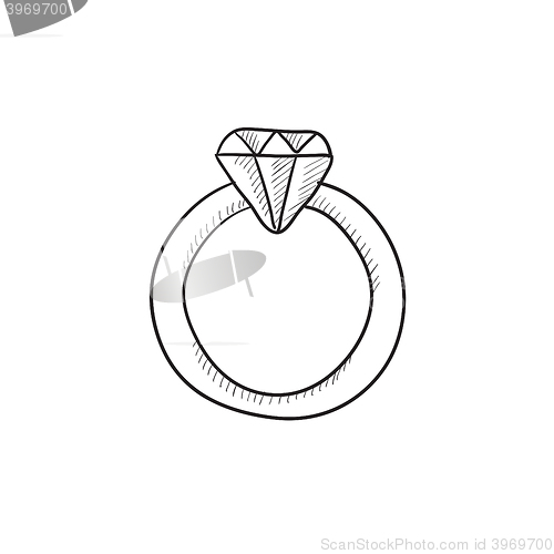 Image of Diamond ring sketch icon.