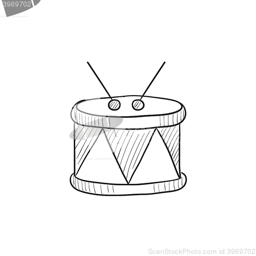 Image of Drum with sticks sketch icon.