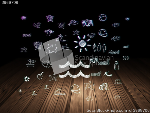 Image of Tourism concept: Beach in grunge dark room