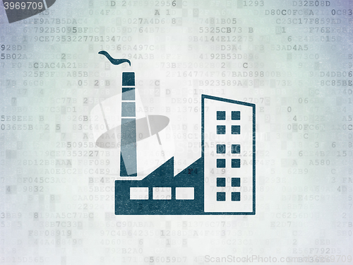 Image of Business concept: Industry Building on Digital Data Paper background