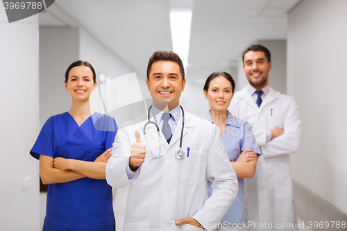 Image of medics or doctors at hospital showing thumbs up