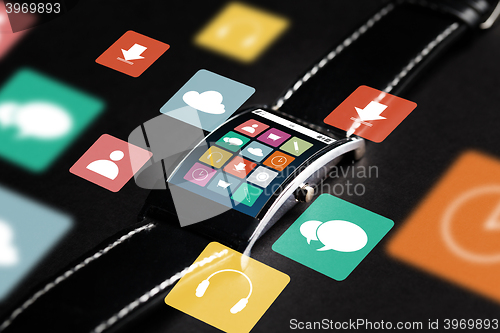 Image of close up of smart watch with menu icons on screen