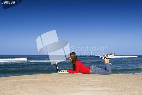Image of Outdoor work on laptop