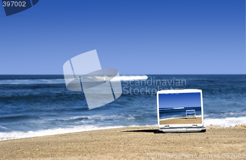 Image of Laptop on the beach