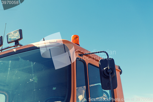 Image of close up of road service car cabin with flasher