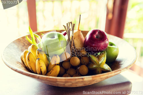 Image of still life with exotic tropical fruits