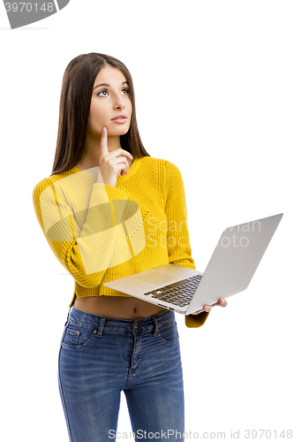 Image of Girl working with a laptop