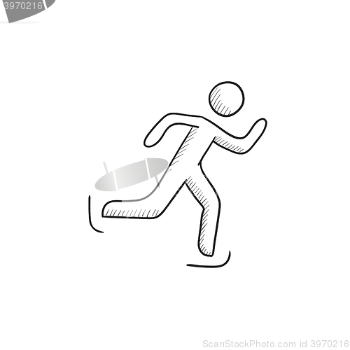 Image of Speed skating sketch icon.