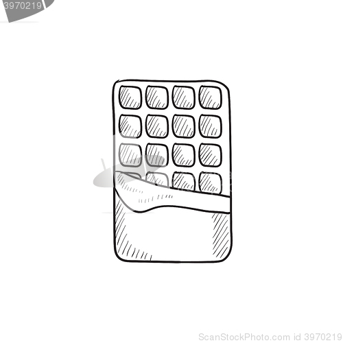 Image of Opened bar of chocolate sketch icon.