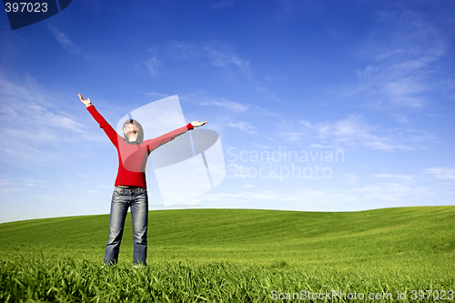 Image of Woman relaxing on a spring day