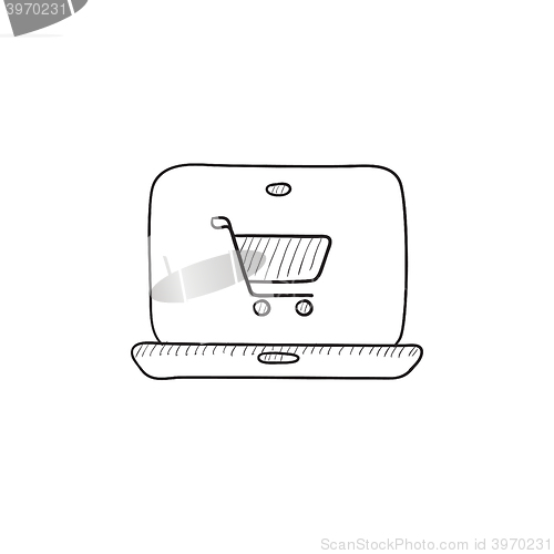 Image of Online shopping sketch icon.