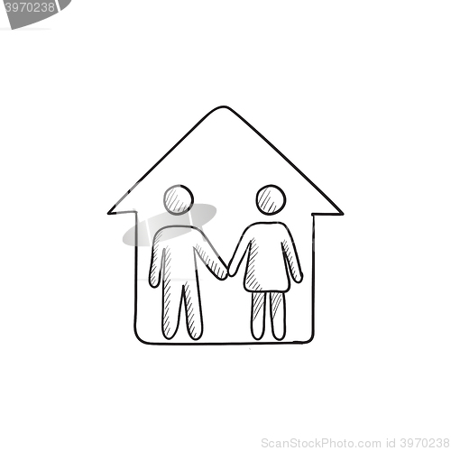 Image of Family house sketch icon.
