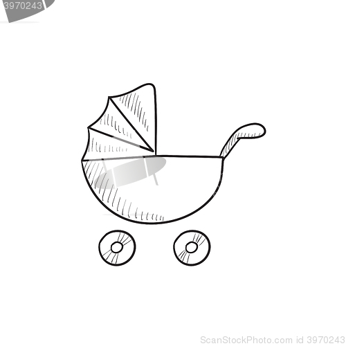 Image of Baby stroller sketch icon.