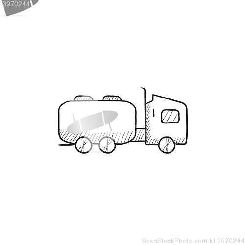 Image of Truck liquid cargo sketch icon.