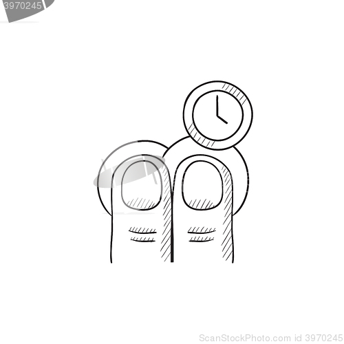 Image of Hold timer gesture sketch icon.