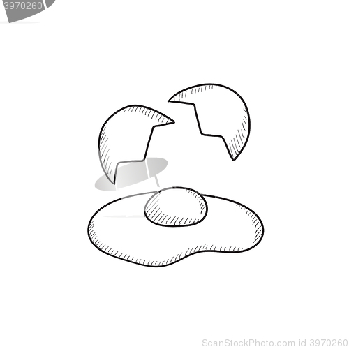 Image of Broken egg and shells sketch icon.