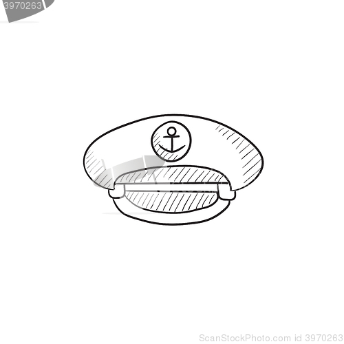 Image of Captain peaked cap sketch icon.