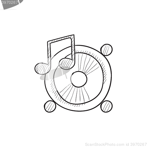 Image of Loudspeakers with music note sketch icon.