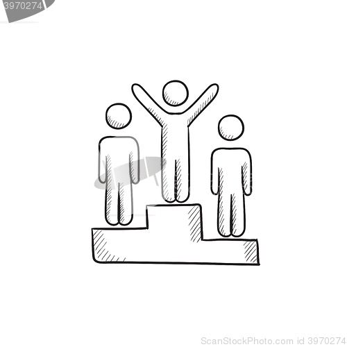 Image of Winners on podium sketch icon.