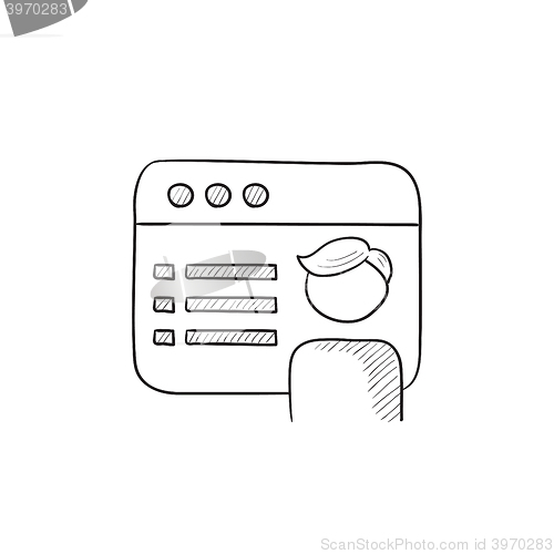 Image of Browser window with page sketch icon.