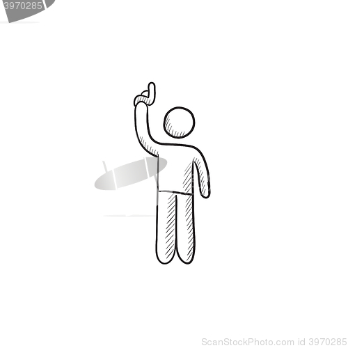 Image of Man giving signal with starting gun sketch icon.