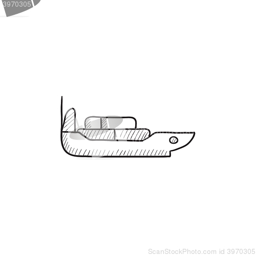 Image of Cargo container ship sketch icon.