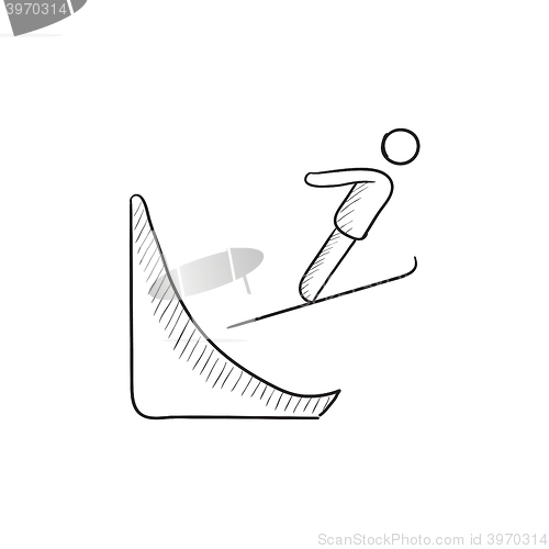 Image of Ski jumping sketch icon.