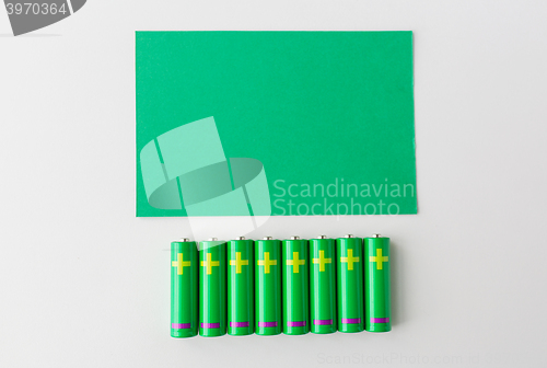 Image of close up of green alkaline batteries