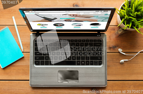 Image of close up of laptop computer with online shop page