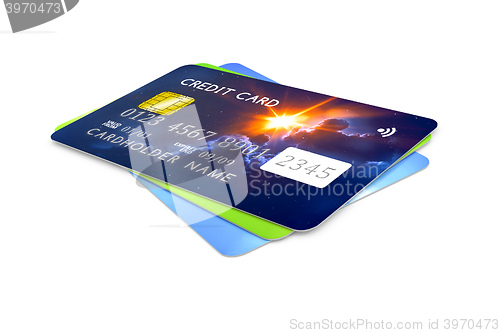 Image of three credit cards for payment