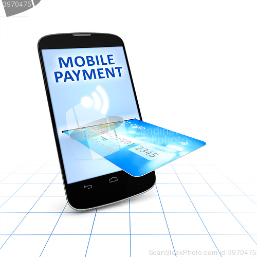 Image of smartphone and a credit card for mobile payment