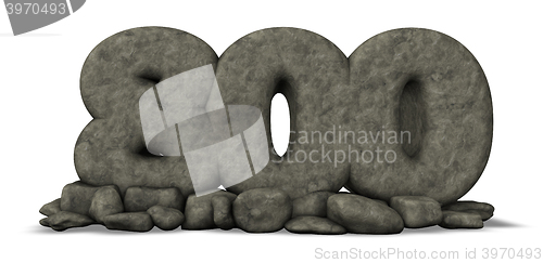 Image of stone number eight hundred on white background - 3d rendering
