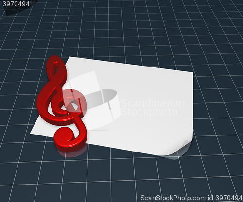 Image of clef symbol on blank white paper sheet - 3d rendering