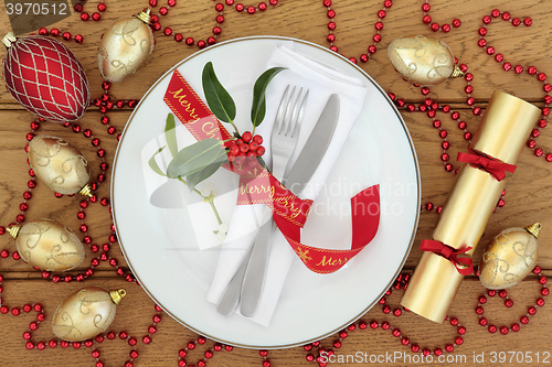 Image of Christmas Dinner Table Setting