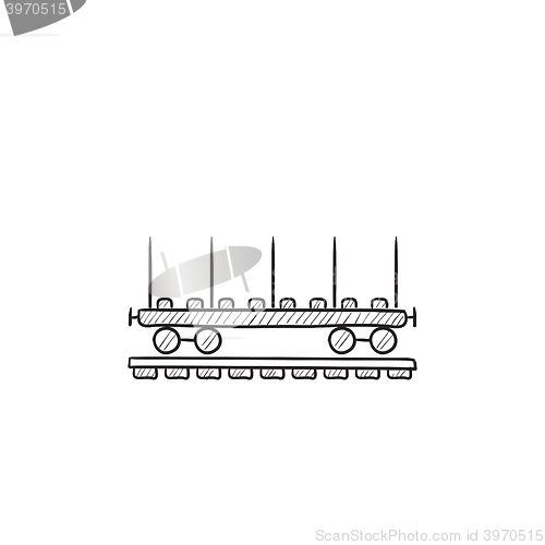 Image of Cargo wagon sketch icon.