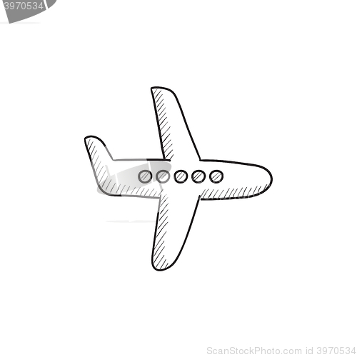 Image of Flying airplane sketch icon.