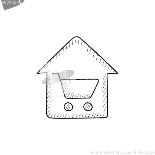 Image of House shopping sketch icon.