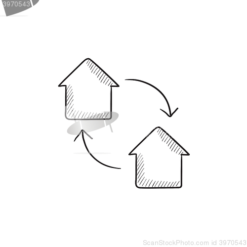 Image of House exchange sketch icon.