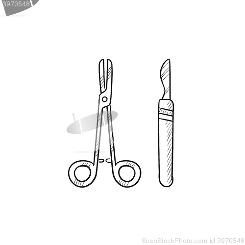 Image of Surgical instruments sketch icon.