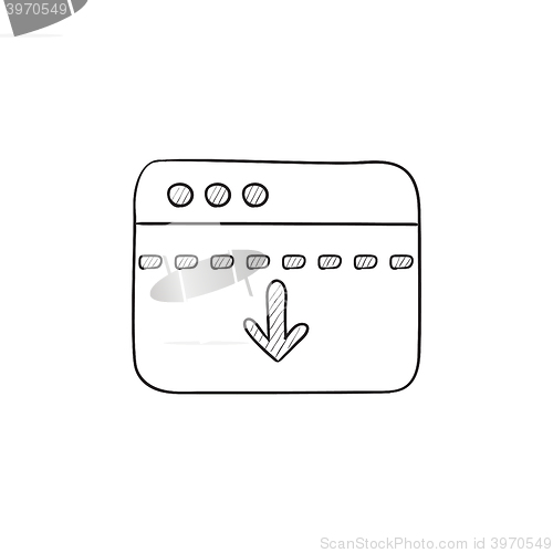 Image of Browser window with arrow down sketch icon.