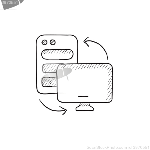 Image of Personal computer set sketch icon.