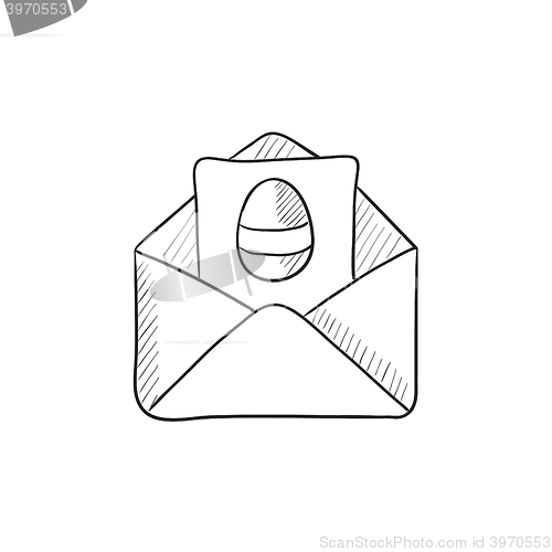 Image of Easter greeting card in envelope sketch icon.
