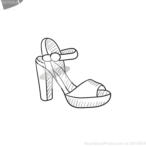 Image of High-heeled sandal sketch icon.