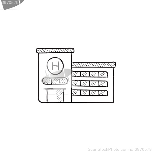 Image of Hospital building sketch icon.